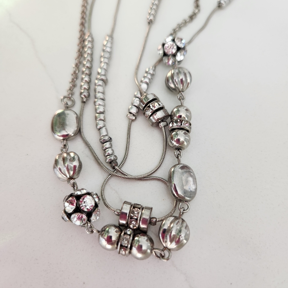Versatile Multistrand Silver Charm Style Necklace